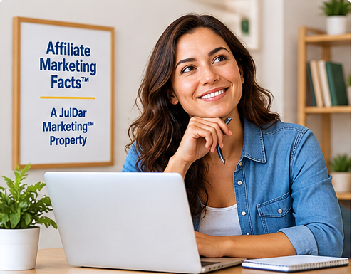 Person working through affiliate marketing information and planning